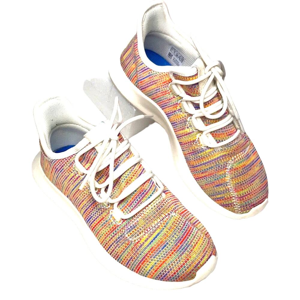 ADIDAS TUBULAR RAINBOW KNIT SNEAKERS Youth size 5.5 wo’s size 7